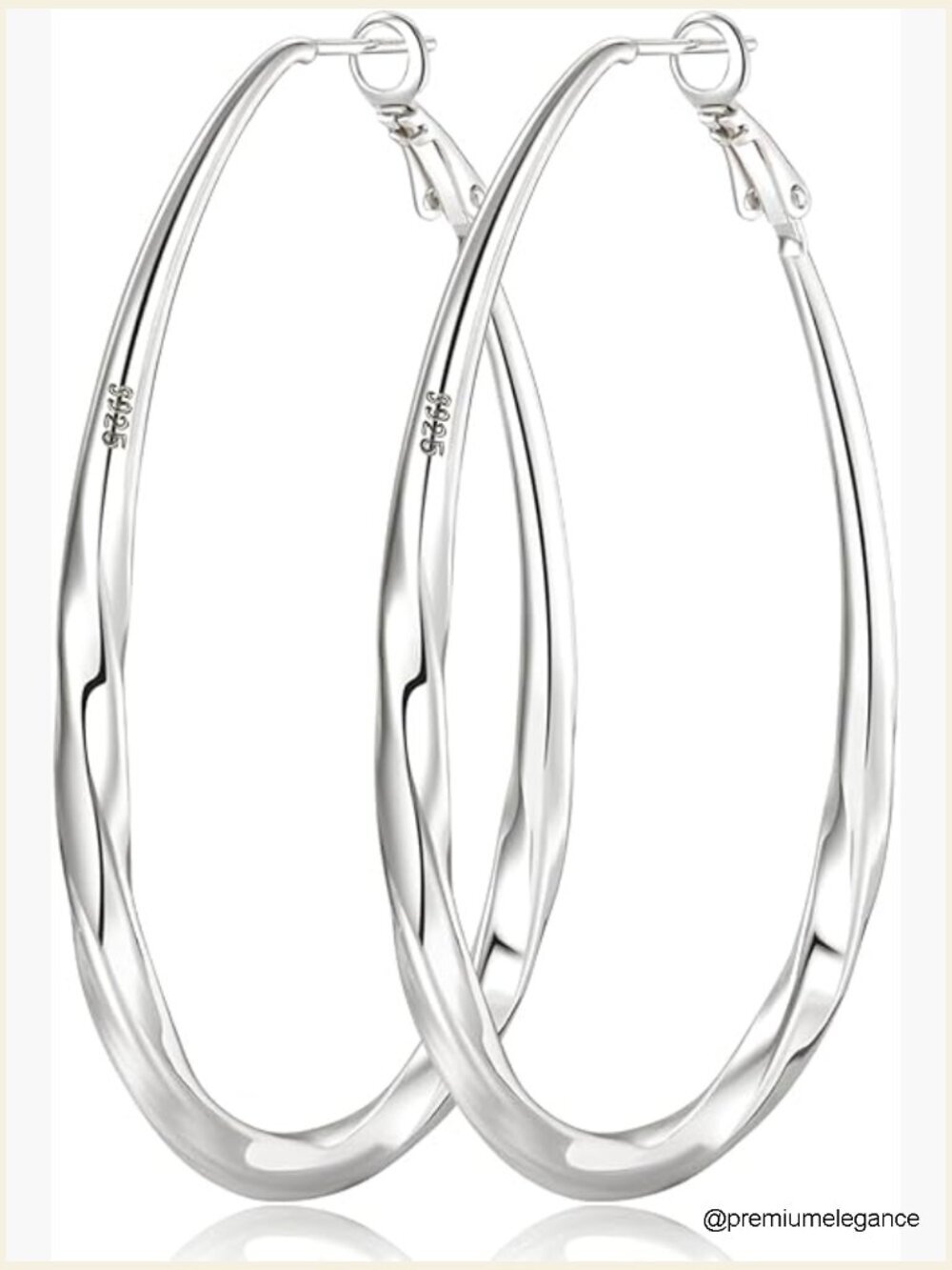 Oval Sterling Silver Hoop Earrings Lightweight Trendy Large Hoops